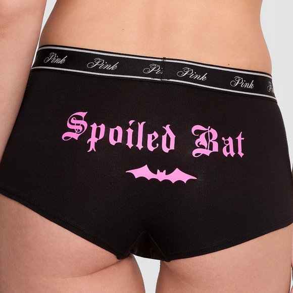 VICTORIA’S SECRET PINK 2025 HALLOWEEN LOGO COTTON SHINE BOYSHORT PANTY - NWT - Picture 1 of 4